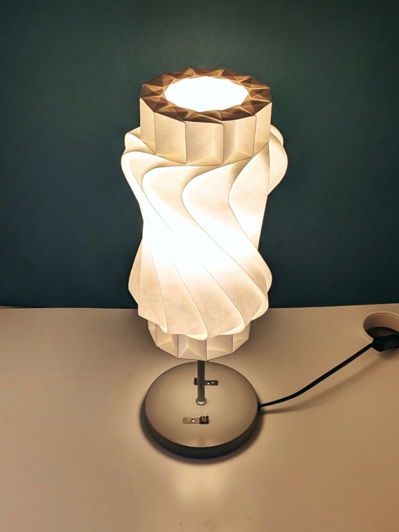 Curved crease origami lampshade