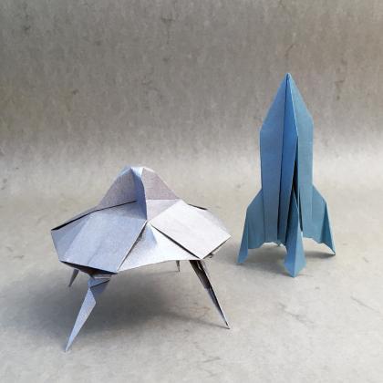 Flying Saucer and Retro Rocket by John Szinger