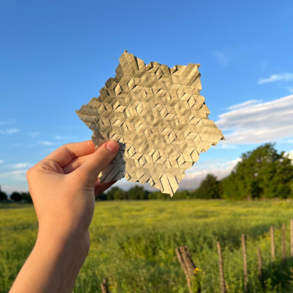 This is a simple pattern that helped me connect molecules. I liked the structure, so I developed it on a 64-division grid using Elephant Hide 110 gsm paper.